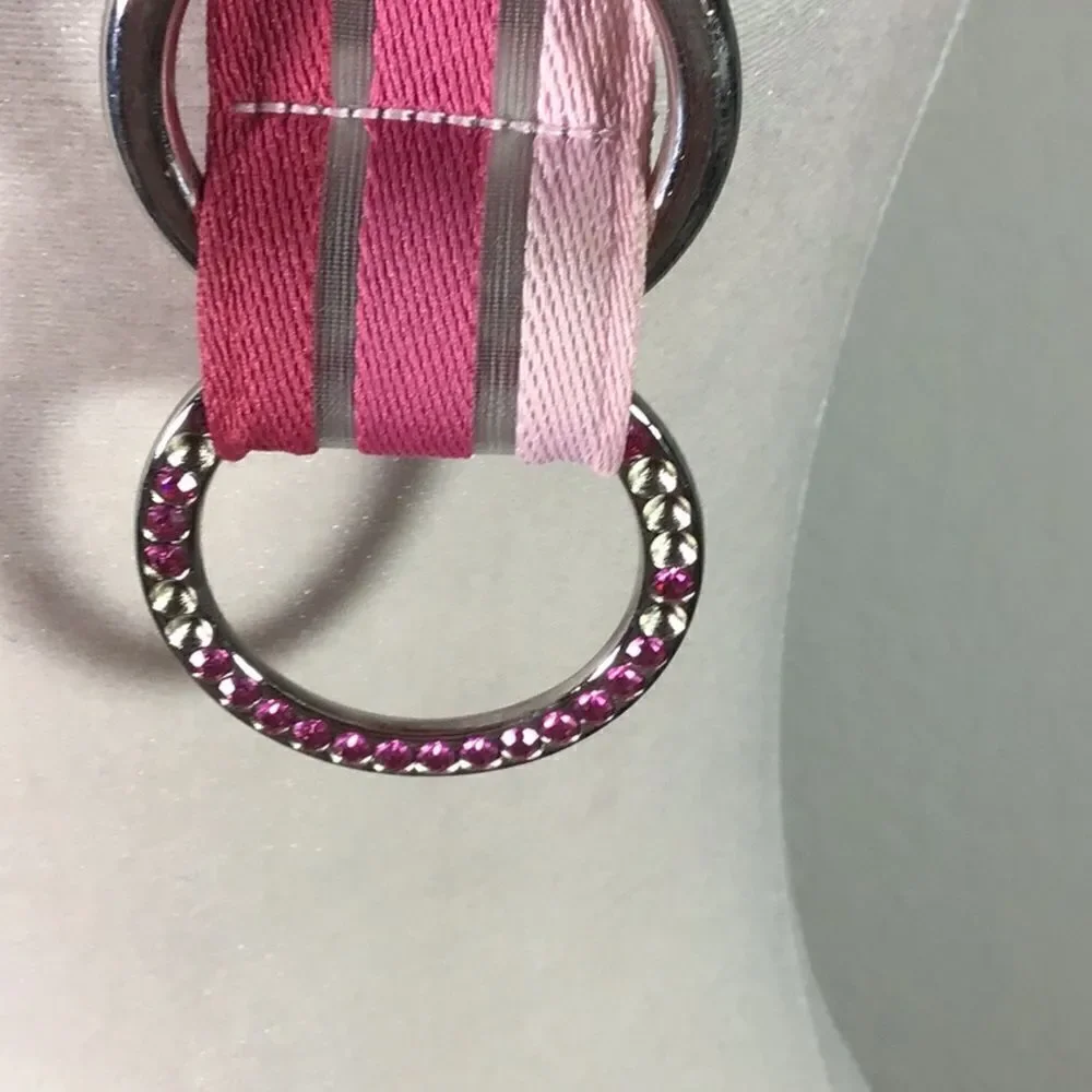Belt Double Ring Rhinestone Cloth Barbiecore Pink Belt